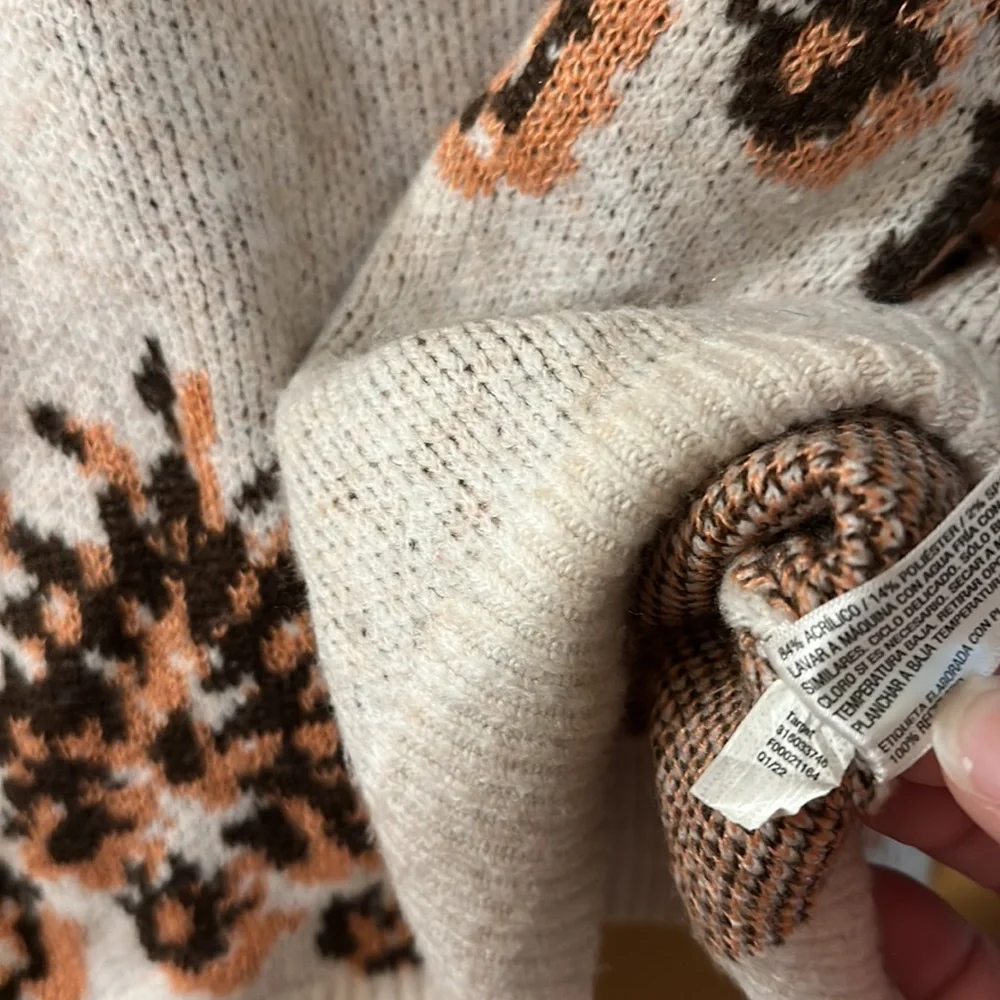 Knox Rose Women’s Floral Crew Neck Sweater Soft 2022 Rust Cream Size Large